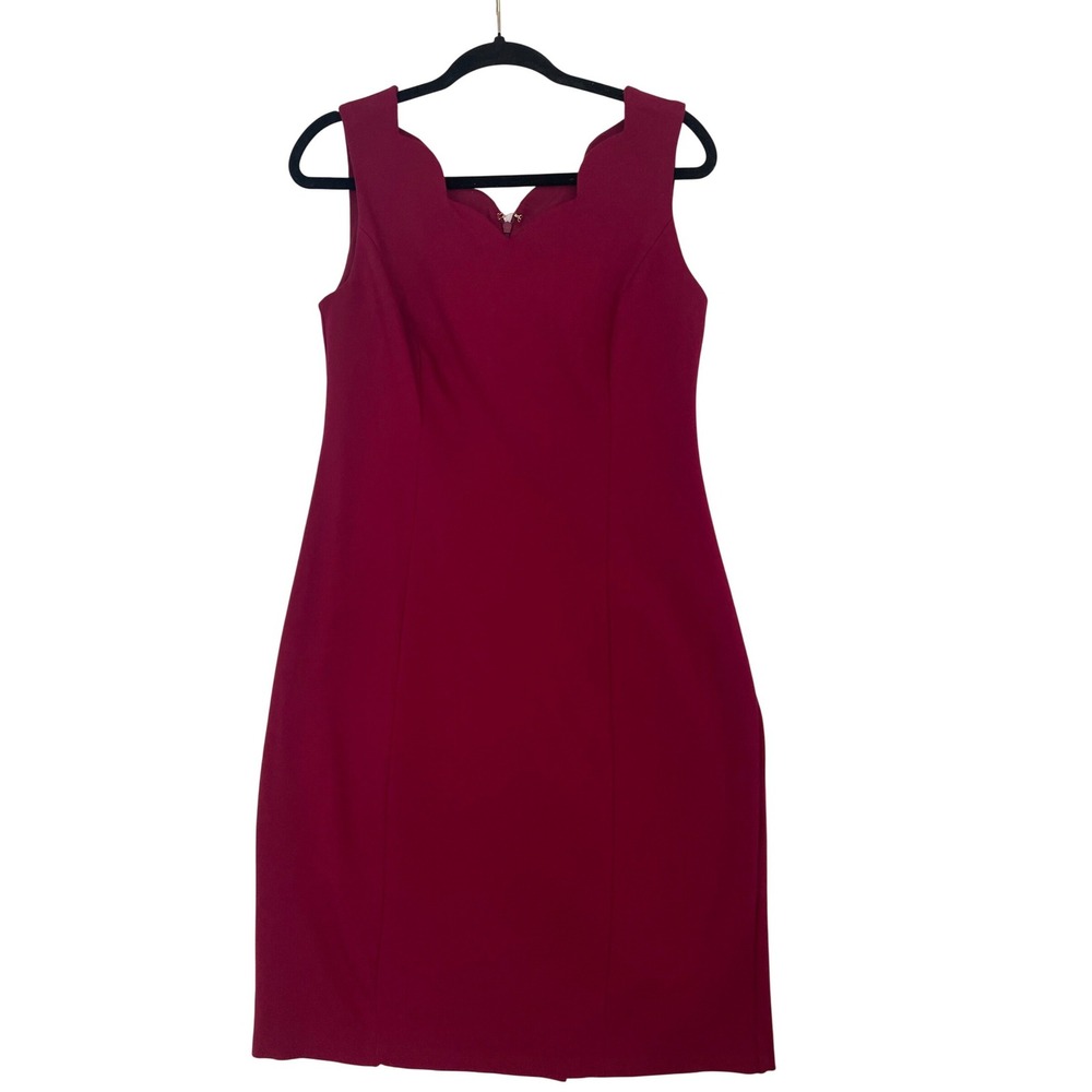 Talbots Sheath Dress Womens 6 Pink Scalloped Neckline Sleeveless‎ Back Zip Knee